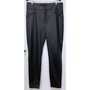 Alp N Rock Black Faux Leather Black Geneva Pant Slim Button Vegan XL Extra Large